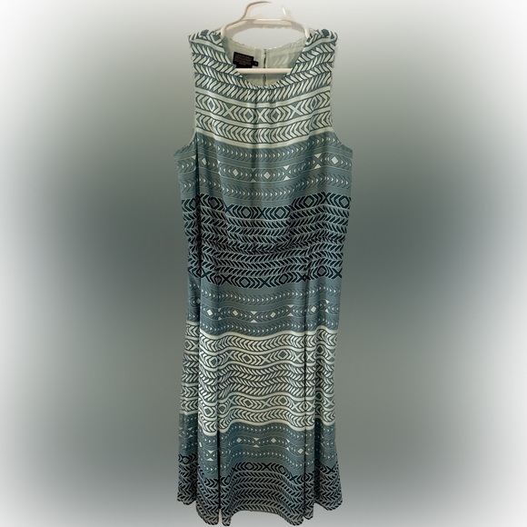 Pendleton Summer Pattern Sleeveless Dress - Turquoise Blue Size 16 - Picture 10 of 10